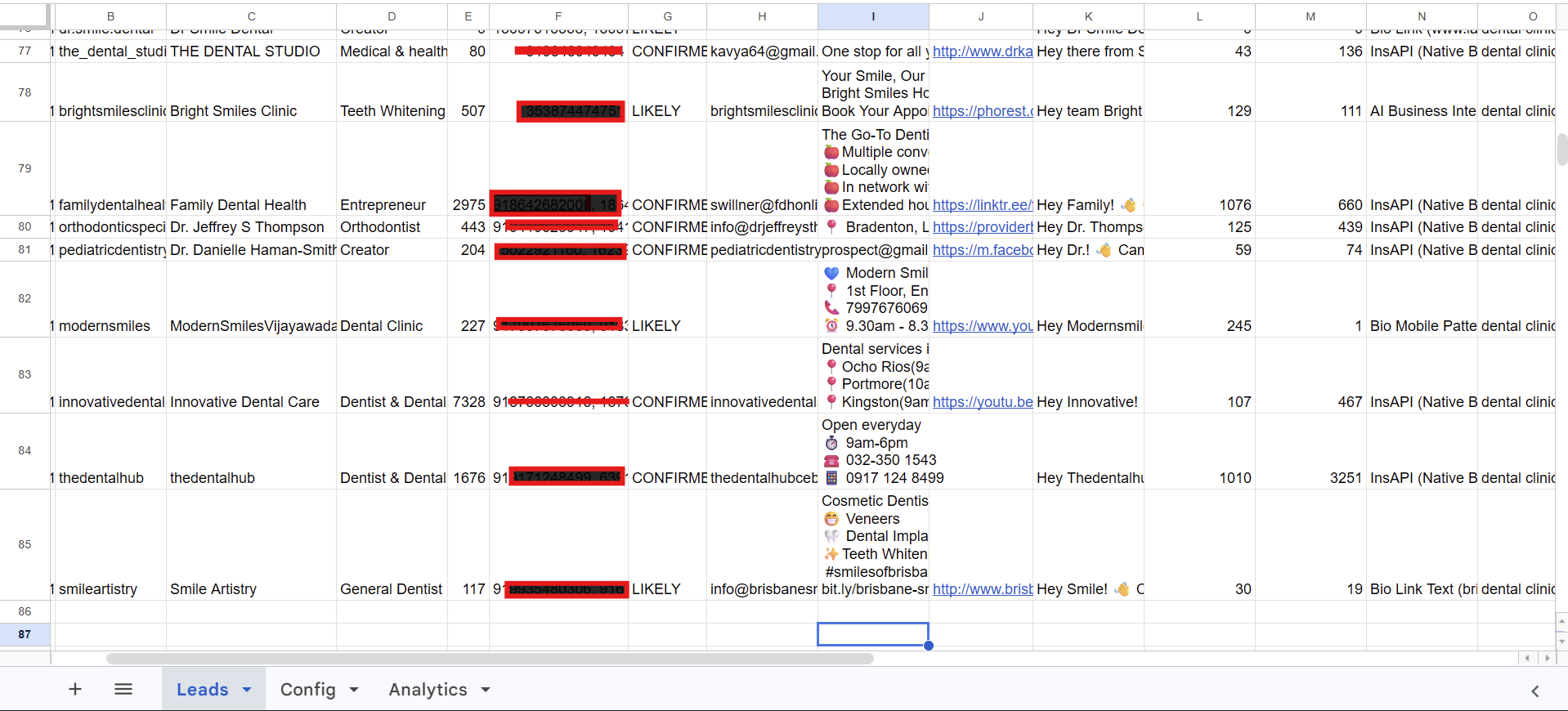 Google Sheet CRM with verified leads